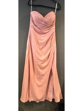 Bari Jay Womens 18 Dusty Rose Strapless Ruched Mermaid Bridesmaid Maxi Gown